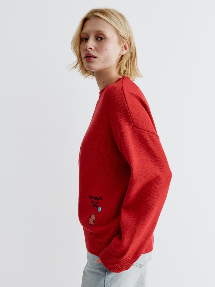 вязаный джемпер с вышивкой  x союзмультфильм по цене 3999 руб вид справа