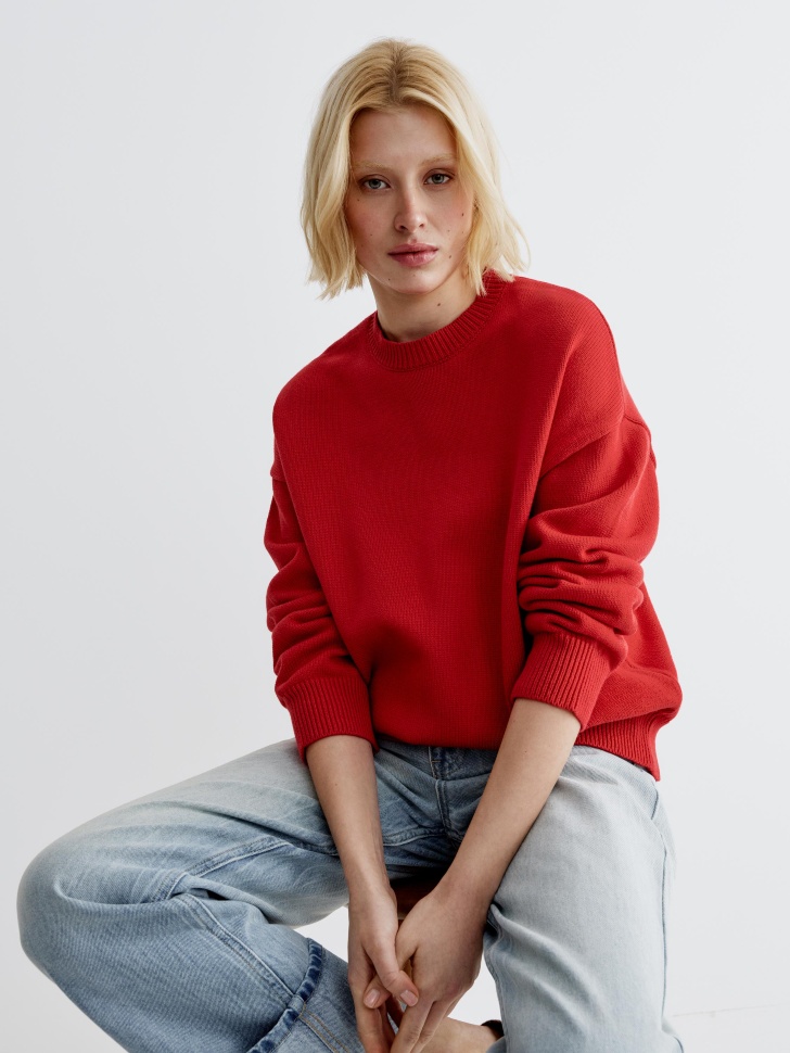 вязаный джемпер с вышивкой  x союзмультфильм из россии вид сбоку