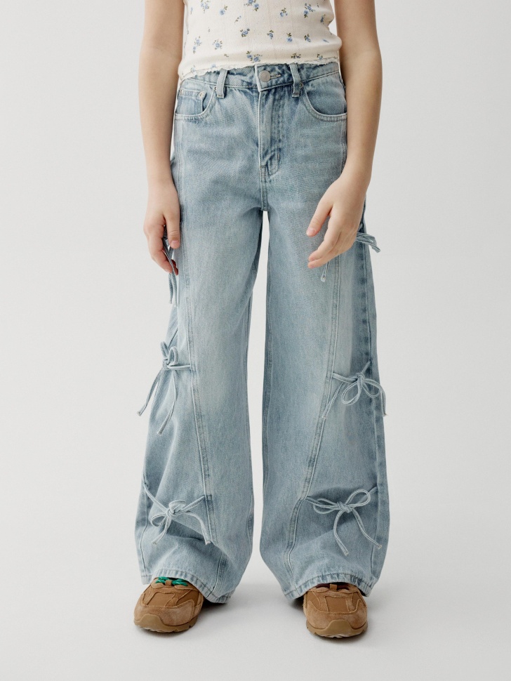 широкие джинсы с бантиками для девочек 4610517518750 фотография