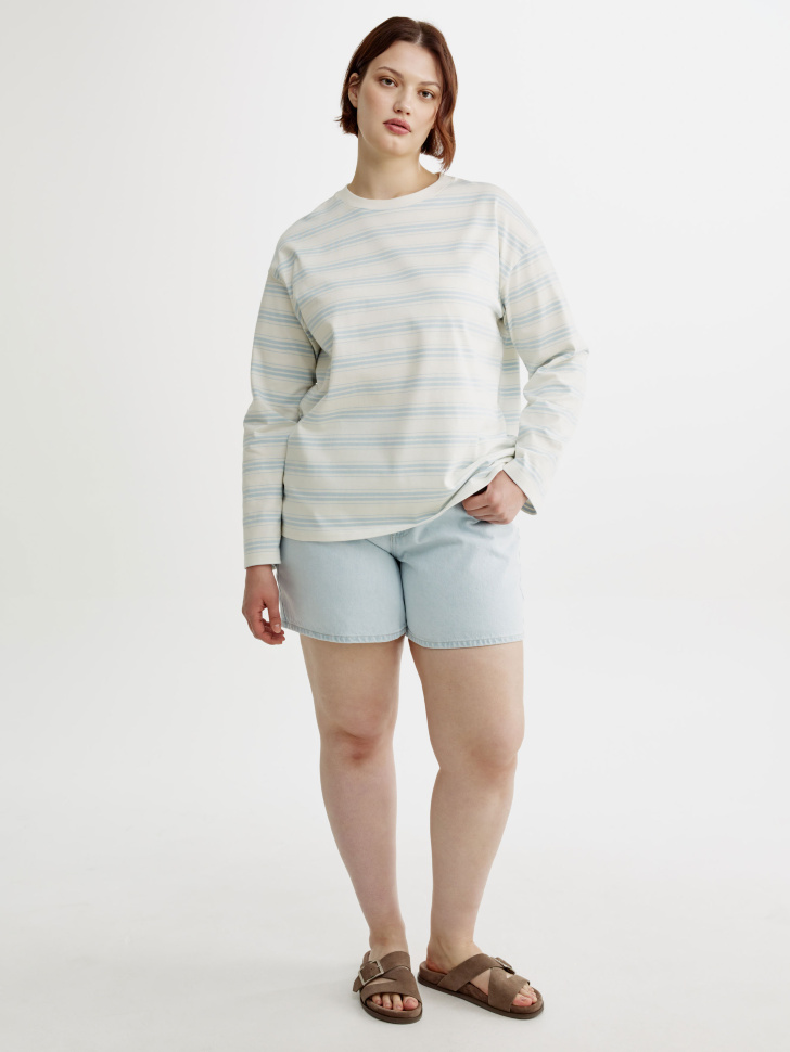 лонгслив анна оверсайз в полоску от бренда sela вид слева
