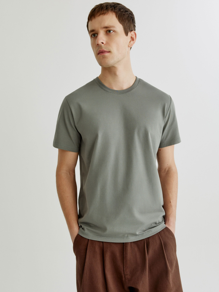 Футболка SELA ADAM SLIM FIT базовая, хаки, арт. 41818