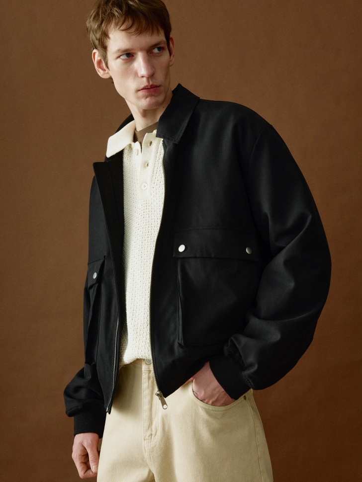 Утепленный бомбер Sela с накладными карманами, черный, арт. 42950