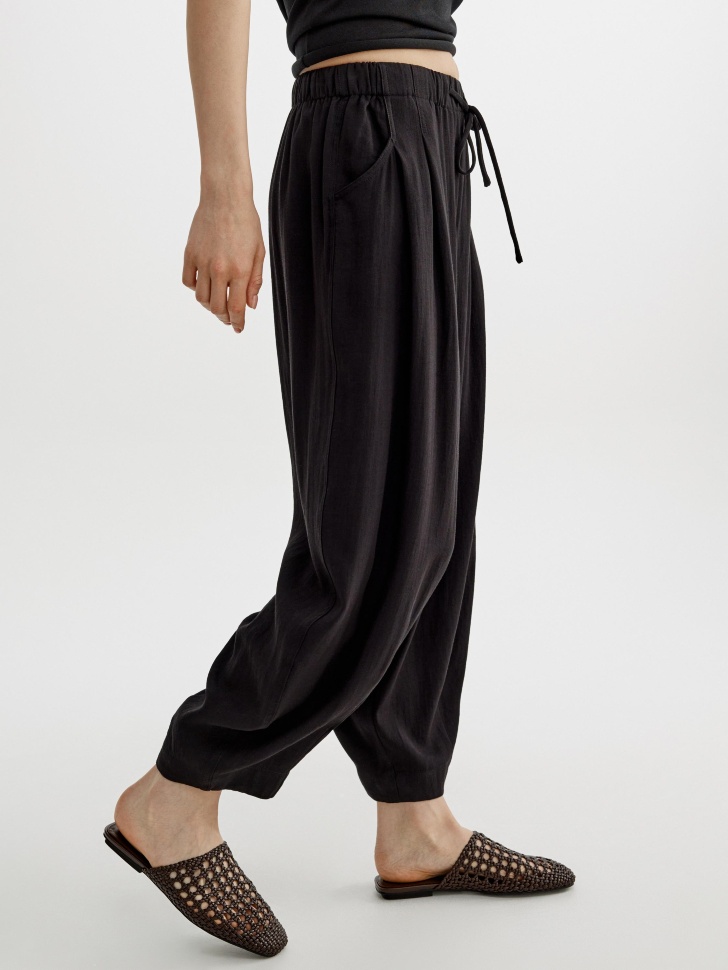 брюки аладдины с содержанием льна из россии вид сбоку