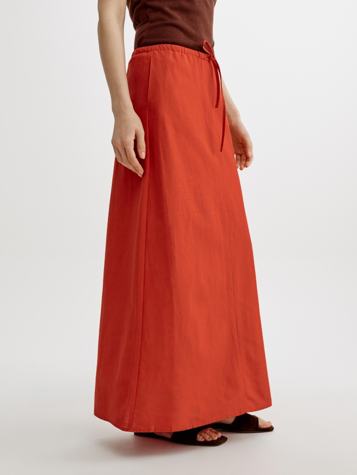 юбка макси из смесового льна от бренда sela вид слева