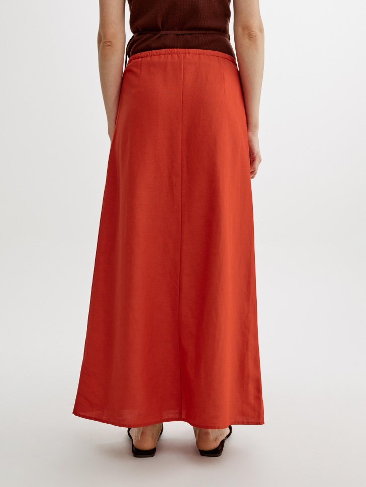 юбка макси из смесового льна из россии вид сбоку