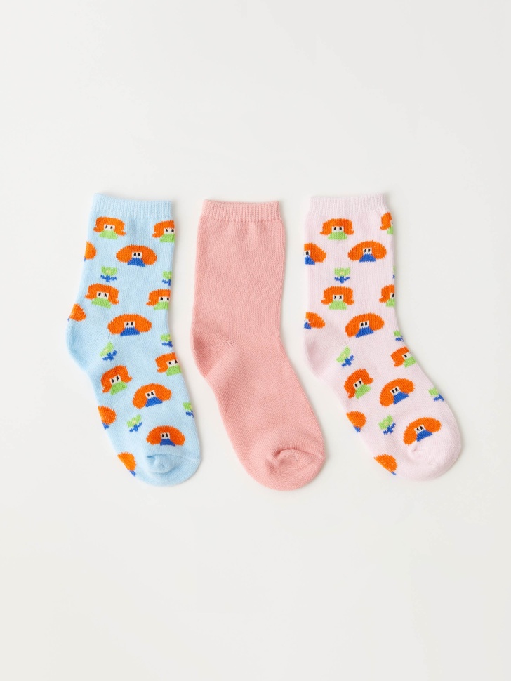 Набор из 3 пар носков для девочек (принт, 14-16) от Sela