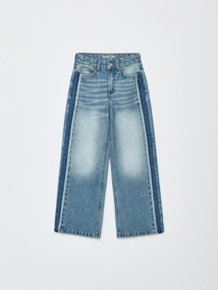 джинсы wide leg с контрастными вставками для девочек 4680798449340 в интернет магазине
