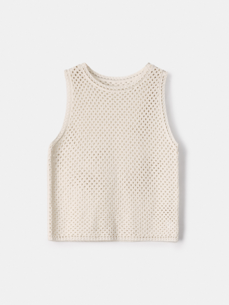 Топ Sela вязаный кроше, бежевый, арт. 54347