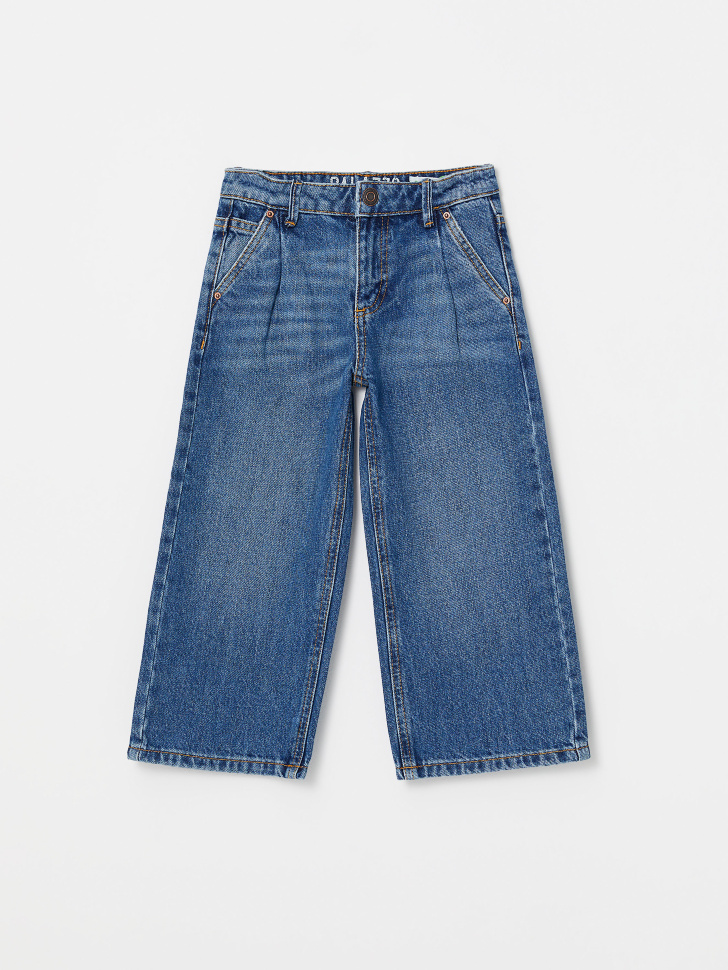 Широкие джинсы с защипами для девочек (синий, 104/ 4-5 YEARS) sela 4640078755981 - фото 2