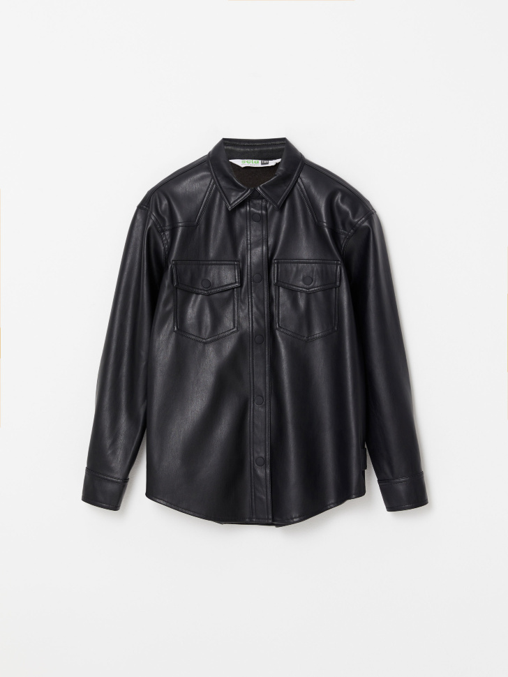 Куртка-рубашка из экокожи (черный, 128/ 8-9 YEARS) от Sela