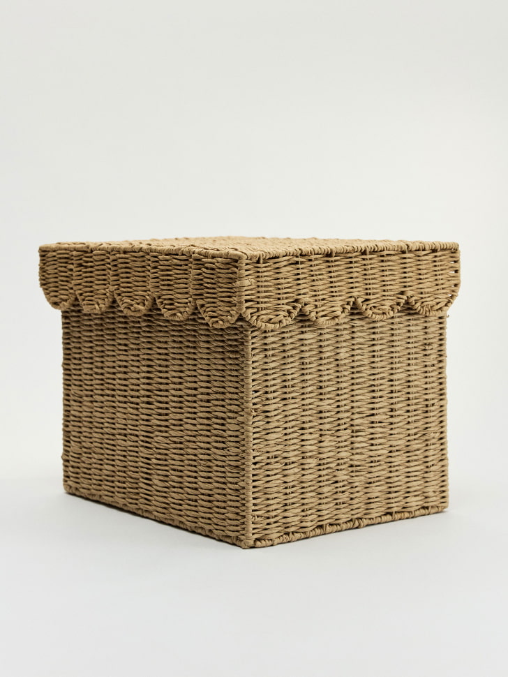 Плетеная корзина с крышкой, натуральный, арт. korzina001