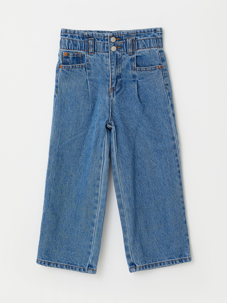 Широкие джинсы с присборенной талией для девочек (синий, 110/ 5-6 YEARS) от Sela