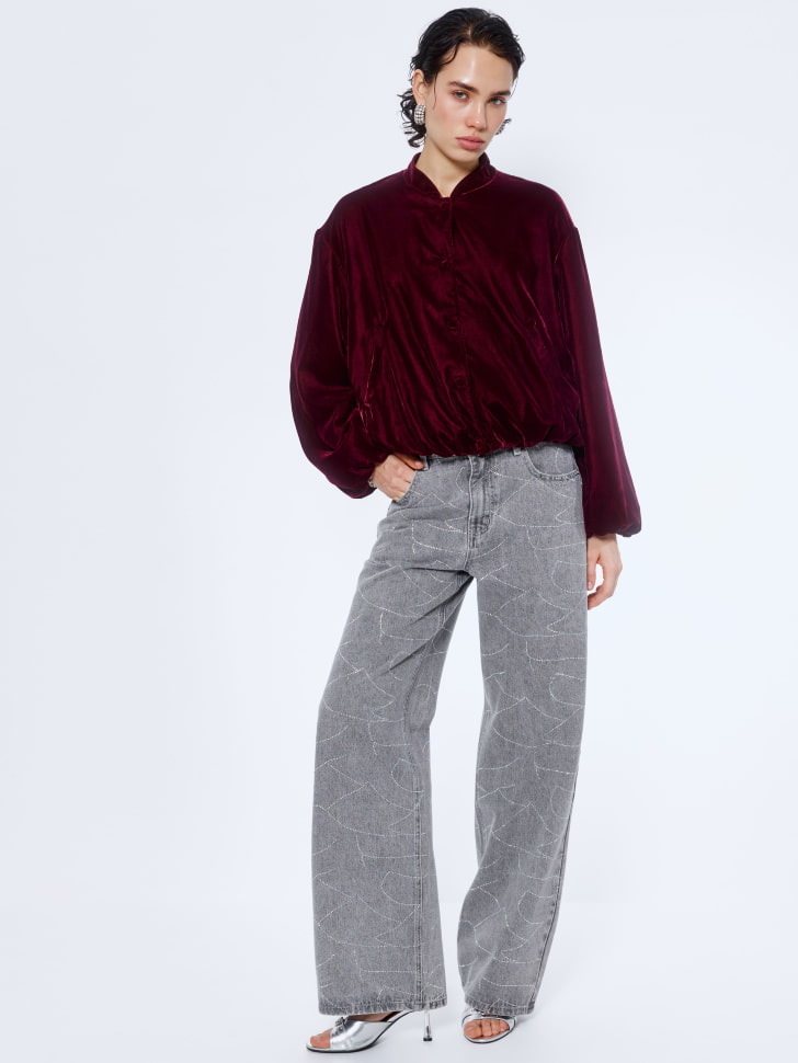 джинсы wide leg с узором из страз 4610517179104 фотография