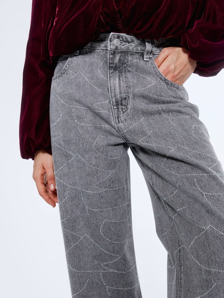 джинсы wide leg с узором из страз 4610517179104 в интернет магазине