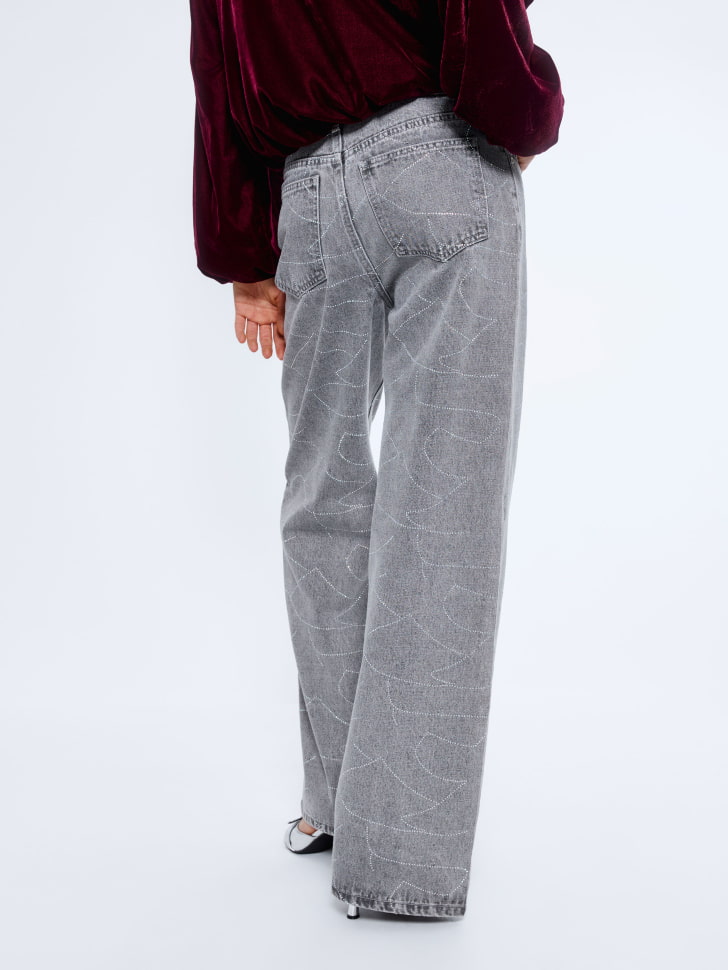 джинсы wide leg с узором из страз 4610517179104 купить с доставкой