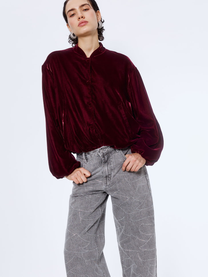 джинсы wide leg с узором из страз 4610517179104 по низкой цене