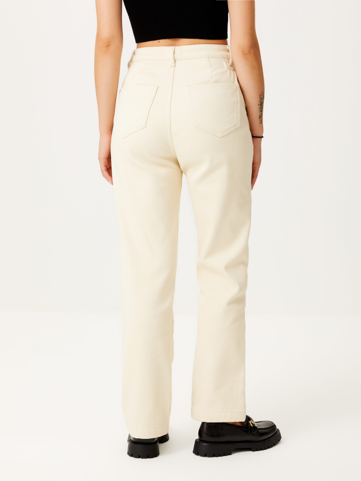 Утепленные прямые джинсы (белый, XL) от Sela