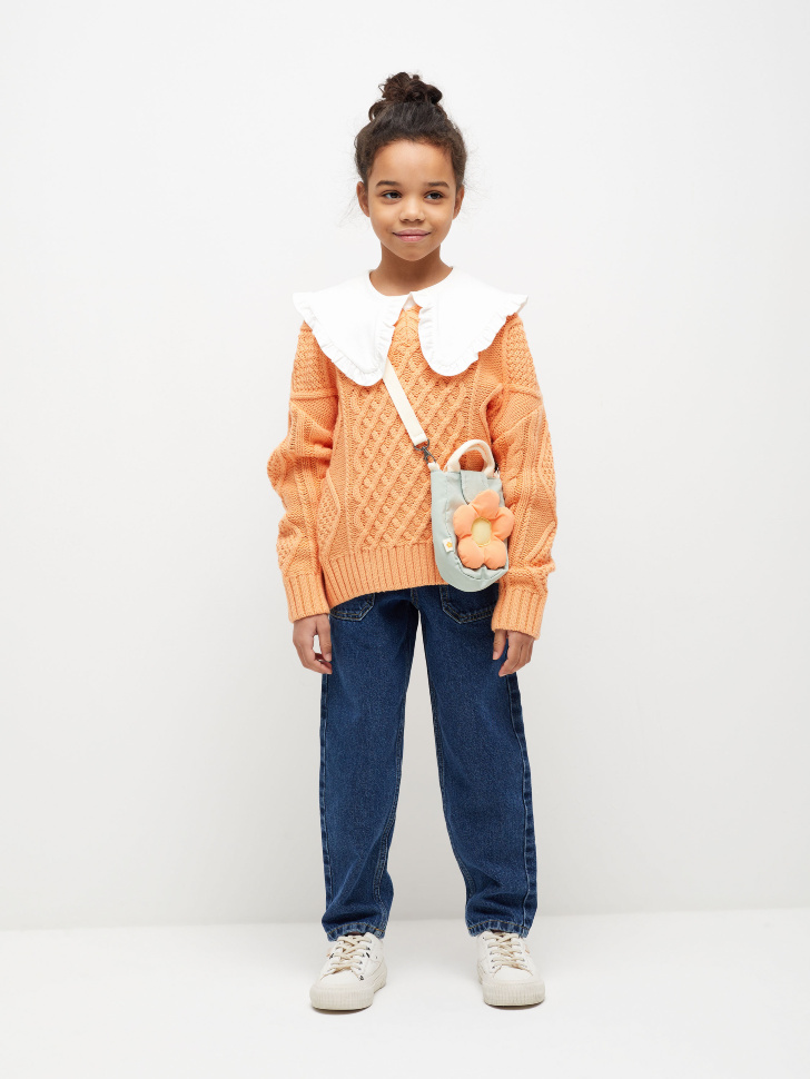 

Джинсы Mom fit для девочек, Синий