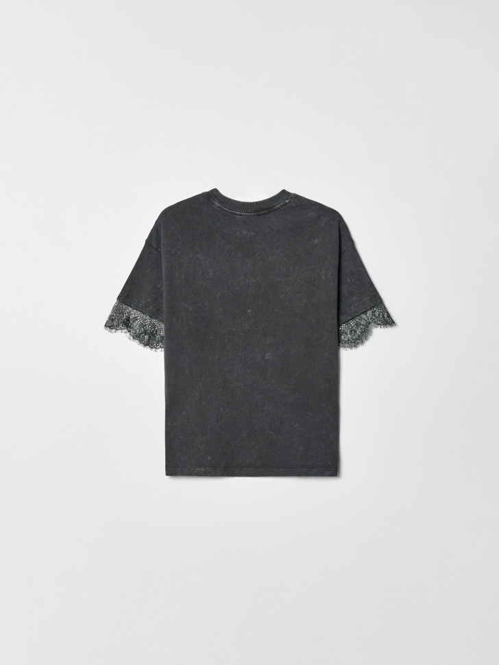 футболка оверсайз с кружевом для девочек от бренда sela вид слева