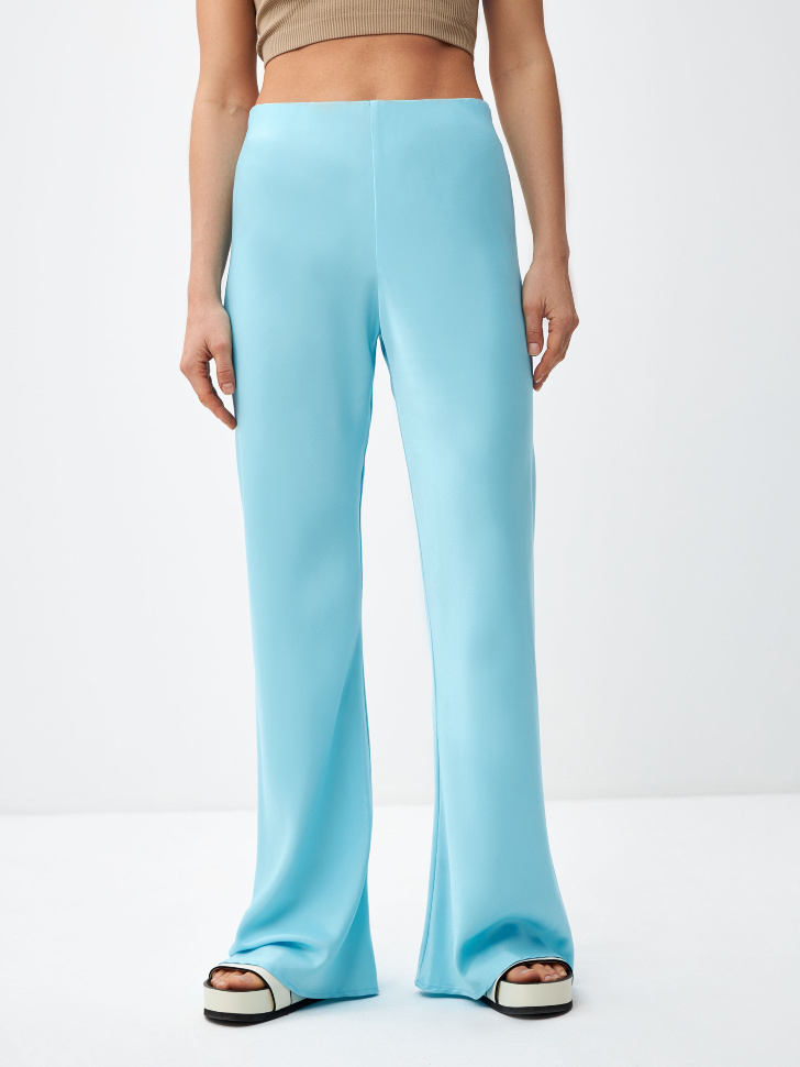 Сатиновые брюки клеш (голубой, XS) sela 4680168488207 - фото 3