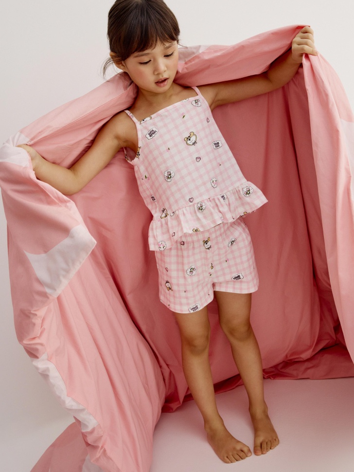 Пижама Sela для девочек с принтом, розовый, арт. 50284