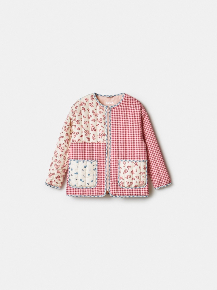 Куртка SELA стеганая в стиле пэчворк для девочек, разноцветный, арт. 41708