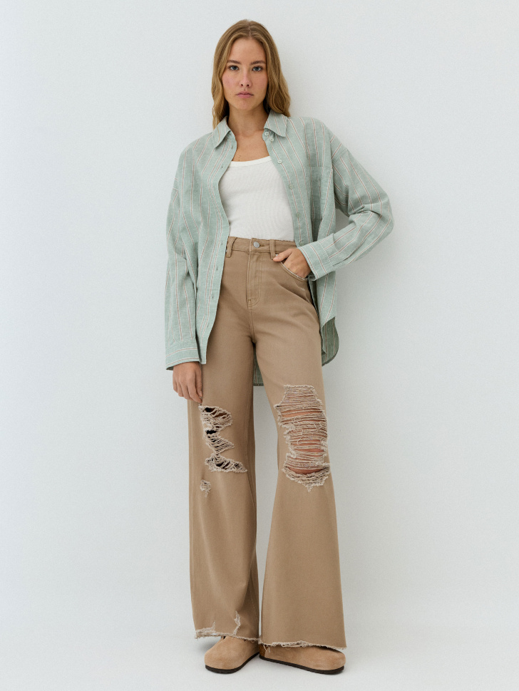 Рваные джинсы Wide Leg