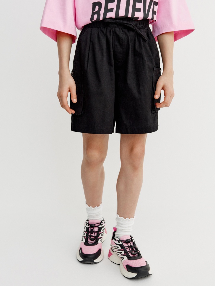 хлопковые шорты карго для девочек от бренда sela вид слева