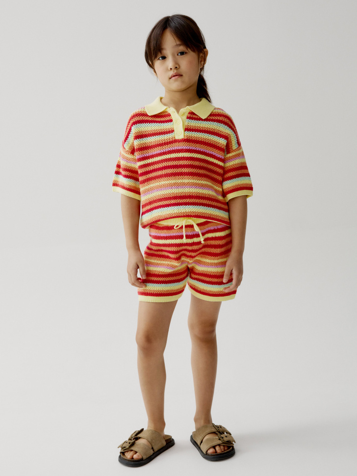 вязаные шорты в полоску для девочек 4610517911476 фотография