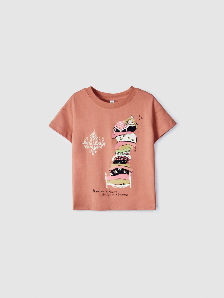 Футболка оверсайз Sela с принтом, розовый, арт. 54756