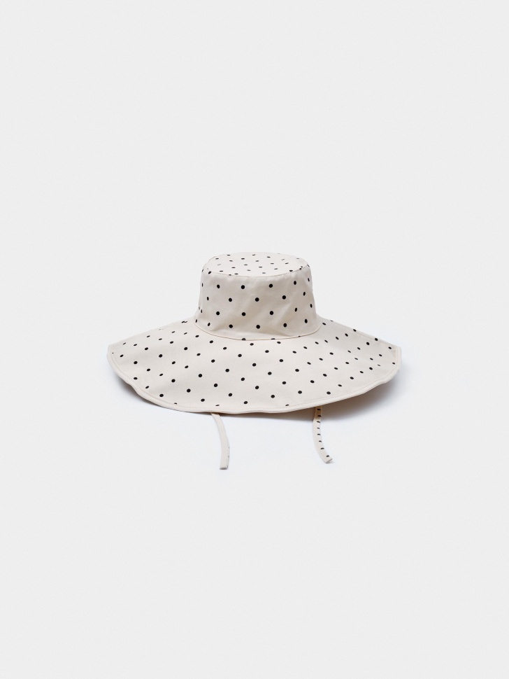 

Хлопковая панама с широкими полями в горошек, SL6805163308