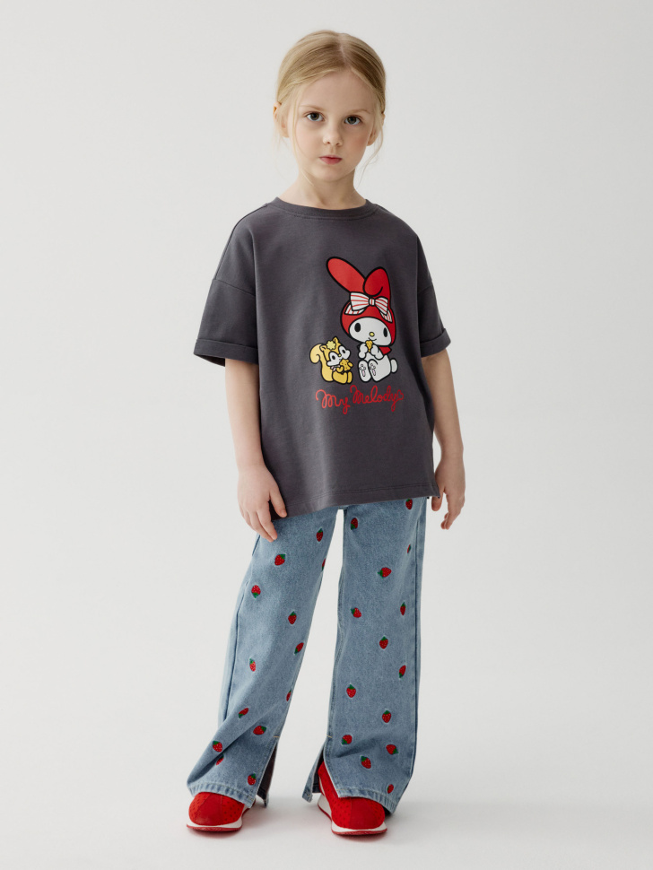 футболка с принтом hello kitty для девочек от бренда sela вид слева