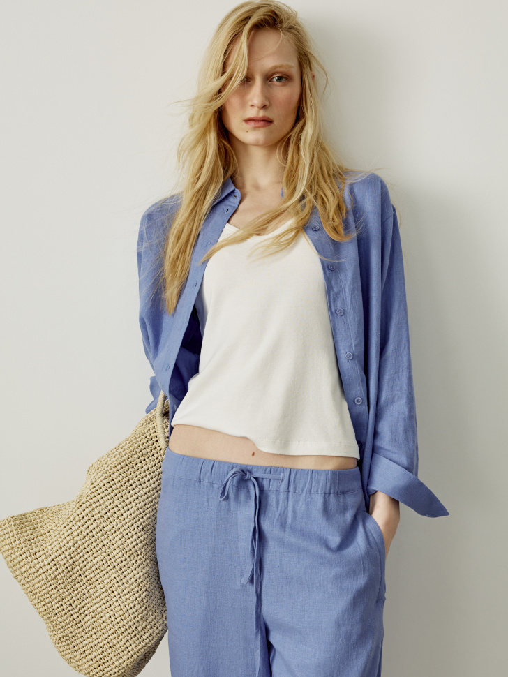 Рубашка оверсайз из смесового льна 2599₽