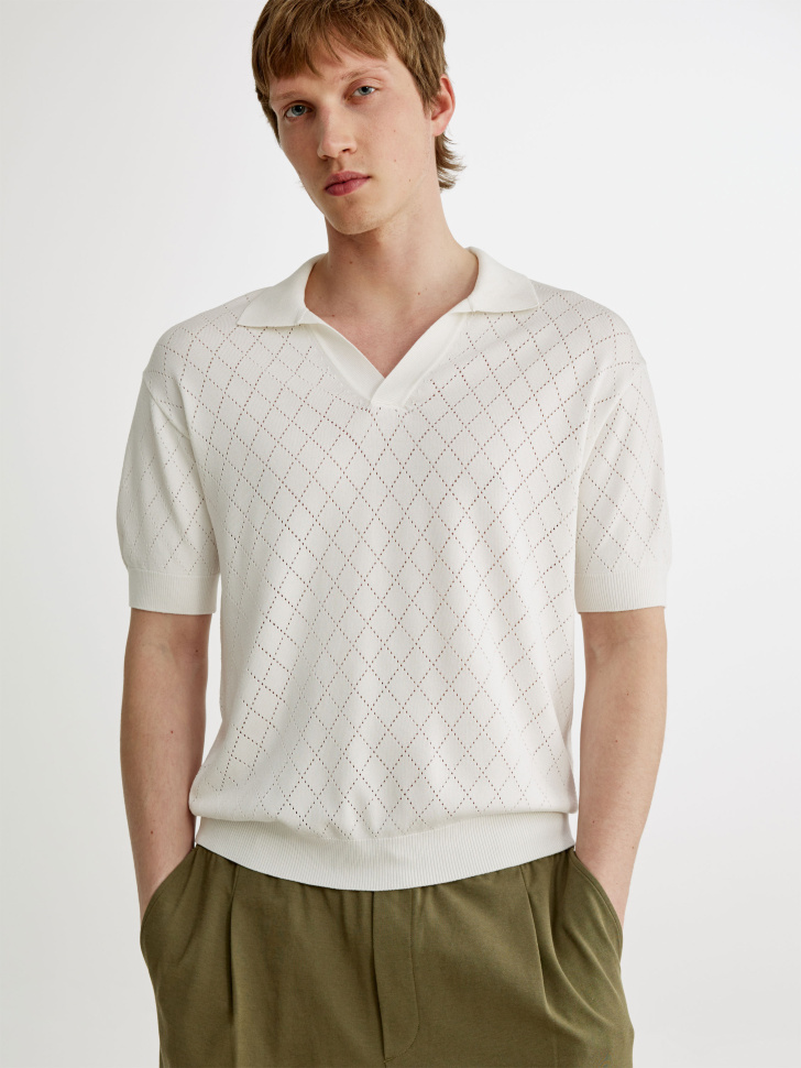 Вязаное поло Sela, бежевый, арт. 54404