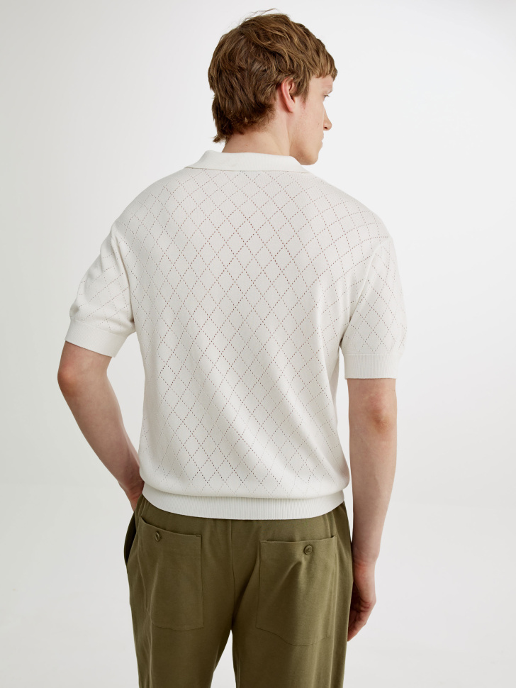 вязаное поло с коротким рукавом по цене 3299 руб вид справа