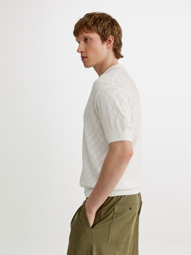 вязаное поло с коротким рукавом из россии вид сбоку