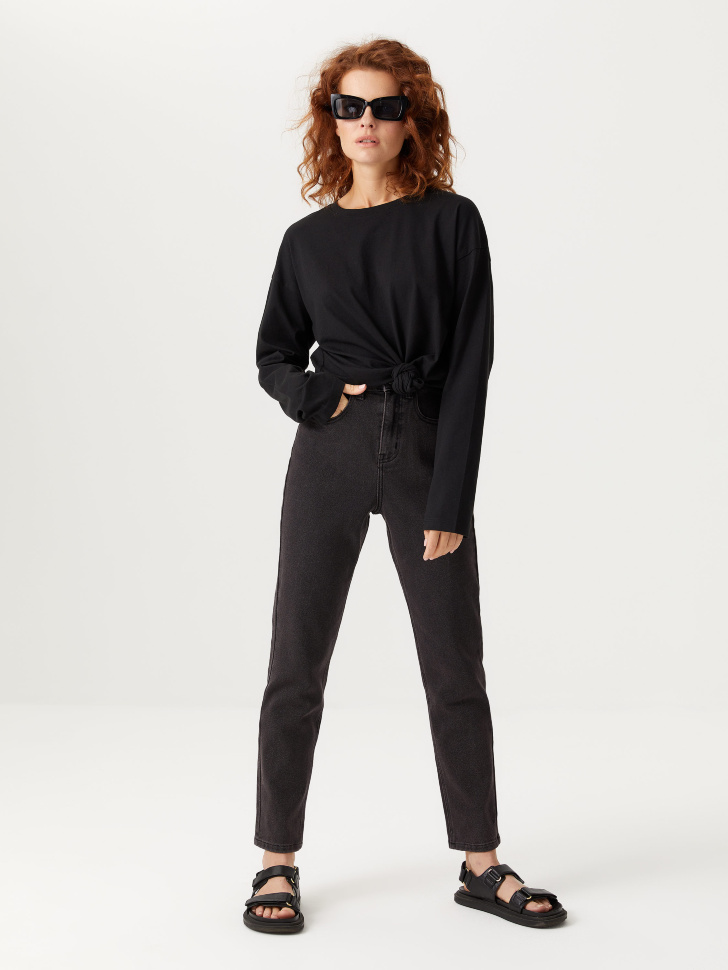 

Джинсы стретч mom fit, Серый