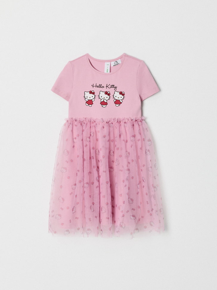  Платье Hello Kitty с юбкой из сетки для девочек