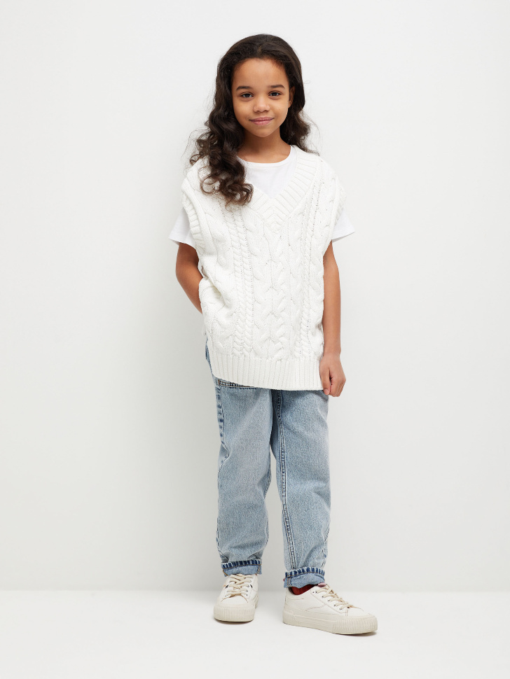 

Джинсы Mom fit для девочек, Синий