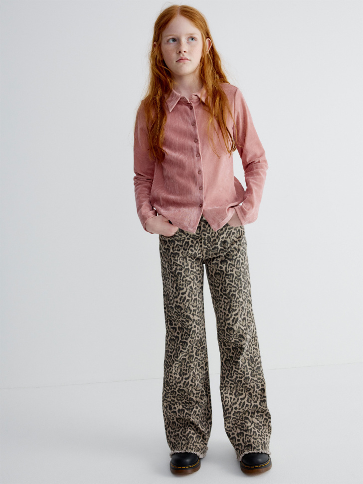 блузка из сетки с бархатным эффектом для девочек от бренда sela вид слева