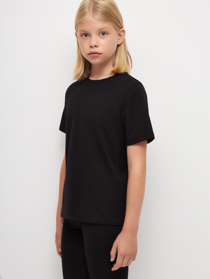 Базовая футболка для девочек (черный, 158)