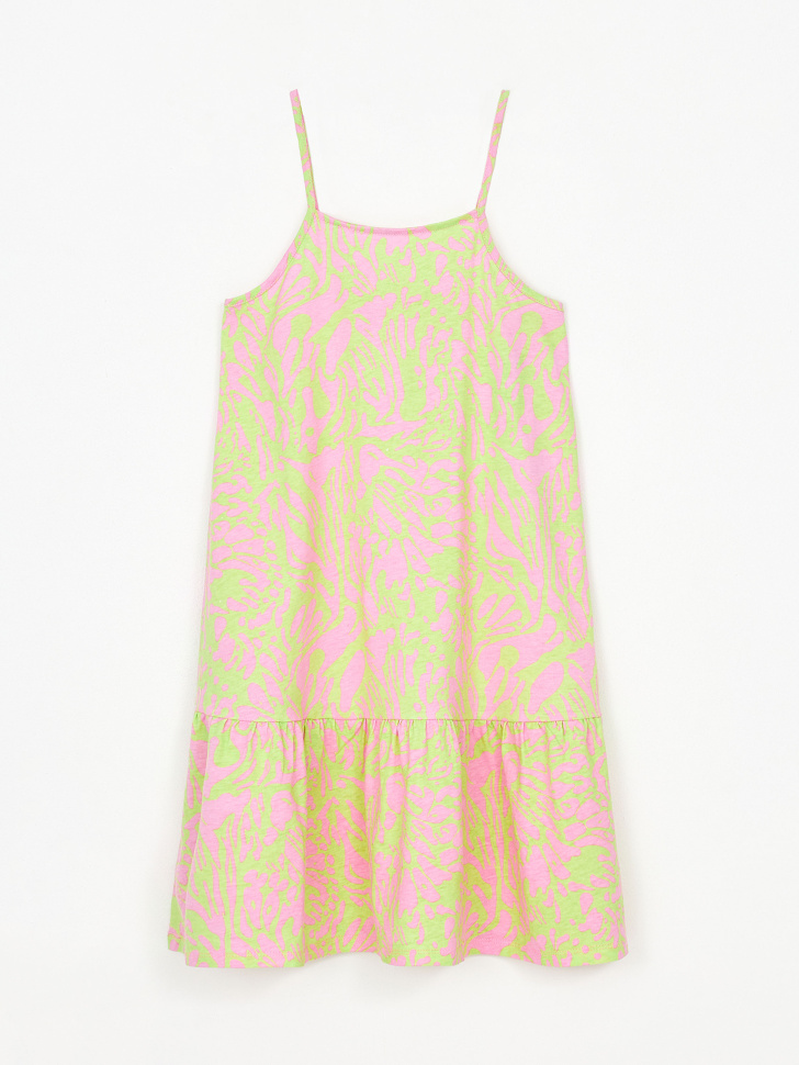 Трикотажное платье на бретелях для девочек (розовый, 134) sela 4680168716867 - фото 1