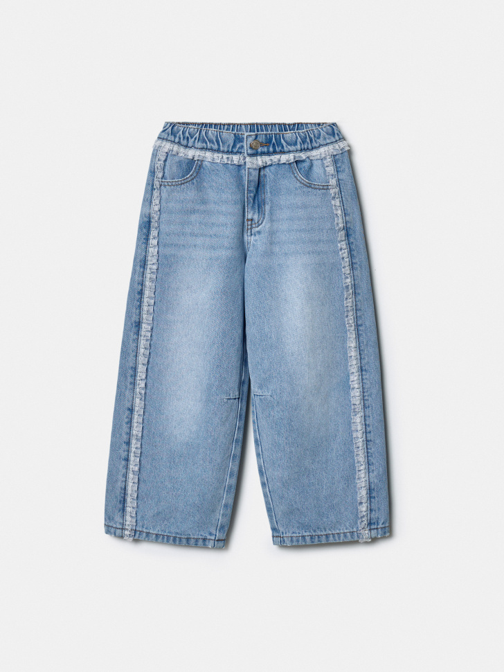 Джинсы Sela О-силуэта с кружевом, голубой, арт. 43077