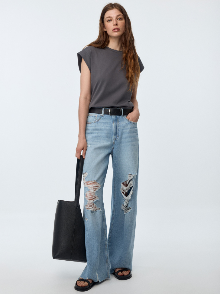 

Рваные джинсы Wide Leg