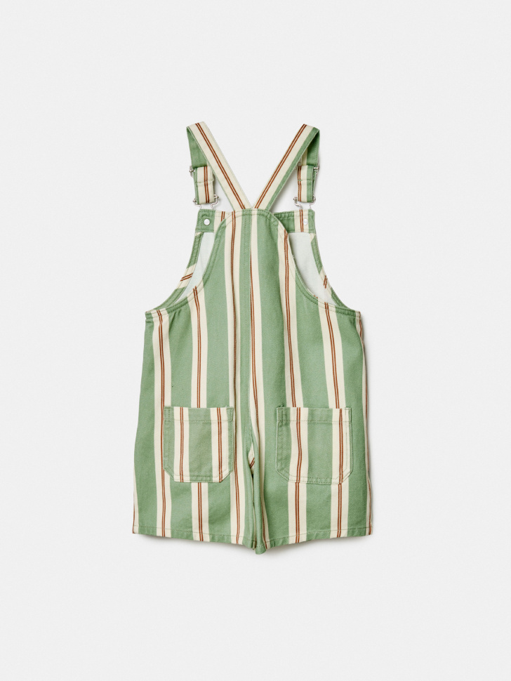 джинсовый комбинезон в полоску детский из хлопка спереди