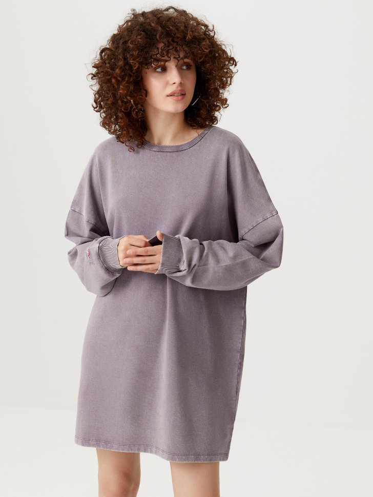 Платье-свитшот с эффектом стирки (фиолетовый, M) sela 4640078664054 - фото 2