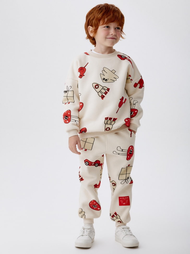 

Джоггеры с новогодним принтом для мальчиков, SL5811061501