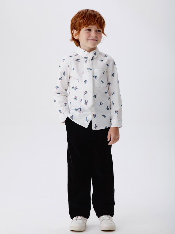 рубашка с принтом и галстуком для мальчиков 4610517085474 по акции