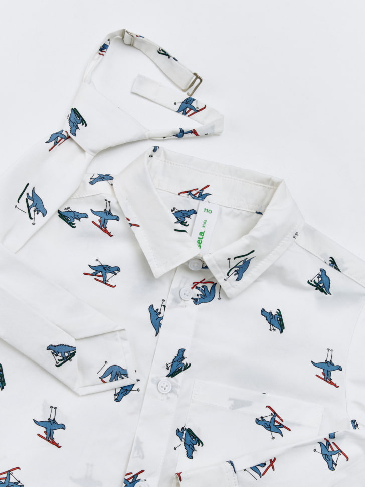 рубашка с принтом и галстуком для мальчиков 4610517085474 купить с доставкой