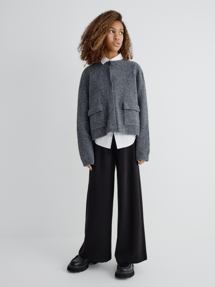 вязаный кардиган с содержанием шерсти для девочек 4610517214256 по акции